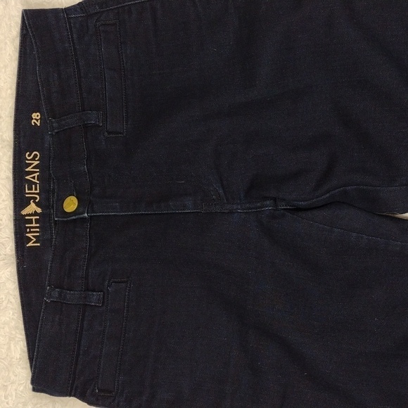 MiH Jeans The Oslo Blue Kara Dark Wash Four Pocket Mid Rise Long Slim Leg Jean - Picture 3 of 14
